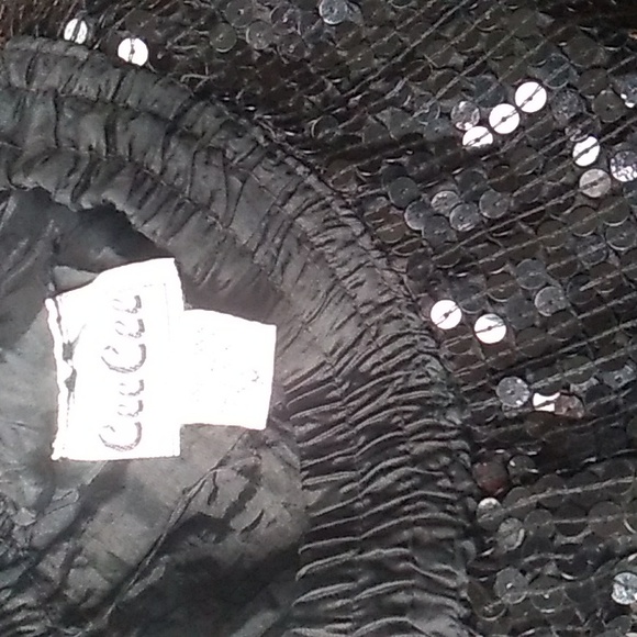 ⚜️ CeeCee Genuine Silk Sequins BLACK Mini Skirt Glamorous SZ Medium - Picture 4 of 16